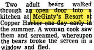 Pines Resort (McGintys Resort) - July 1968 Article On Bears